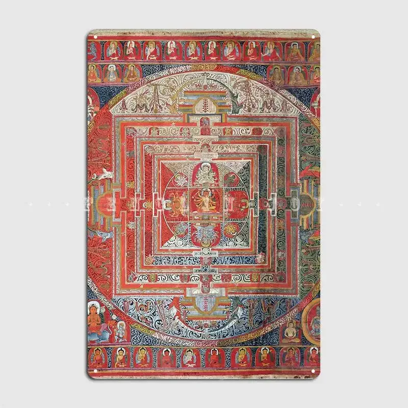 Tibetan Buddhist Manjushri Deity Mandala Thangka Reproduction Metal Plaque Poster Pub Garage Plaques Tin Sign Poster