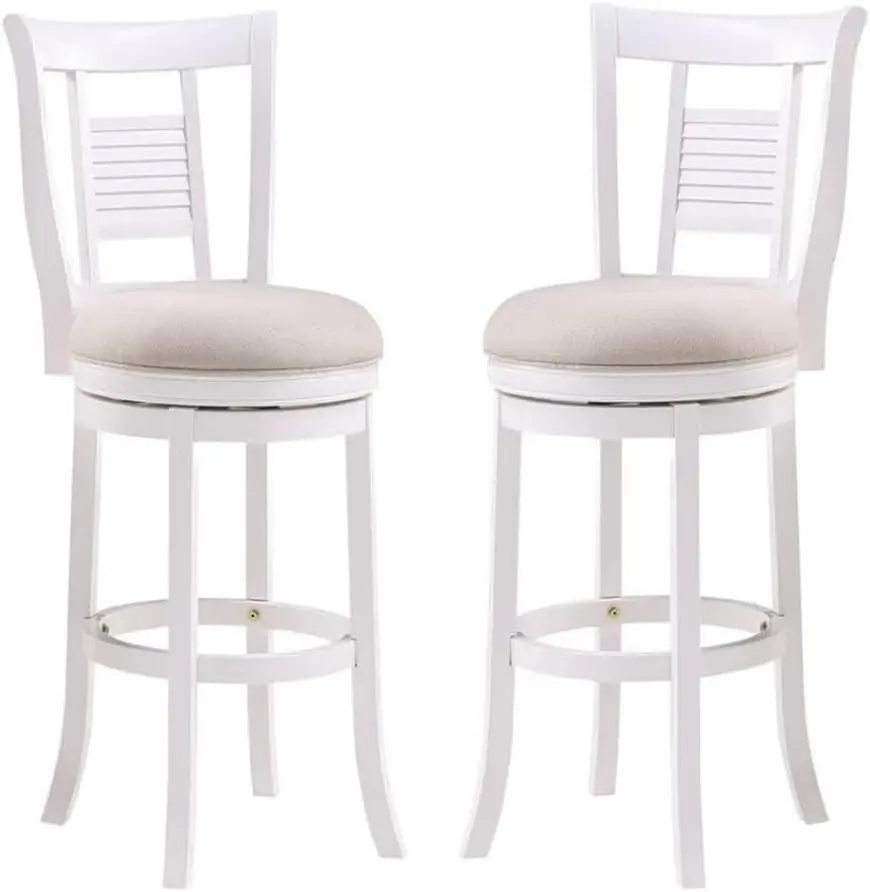 Madeira maciça giratória Bar Stool Set, estofados, carvalho branco, 2 pcs