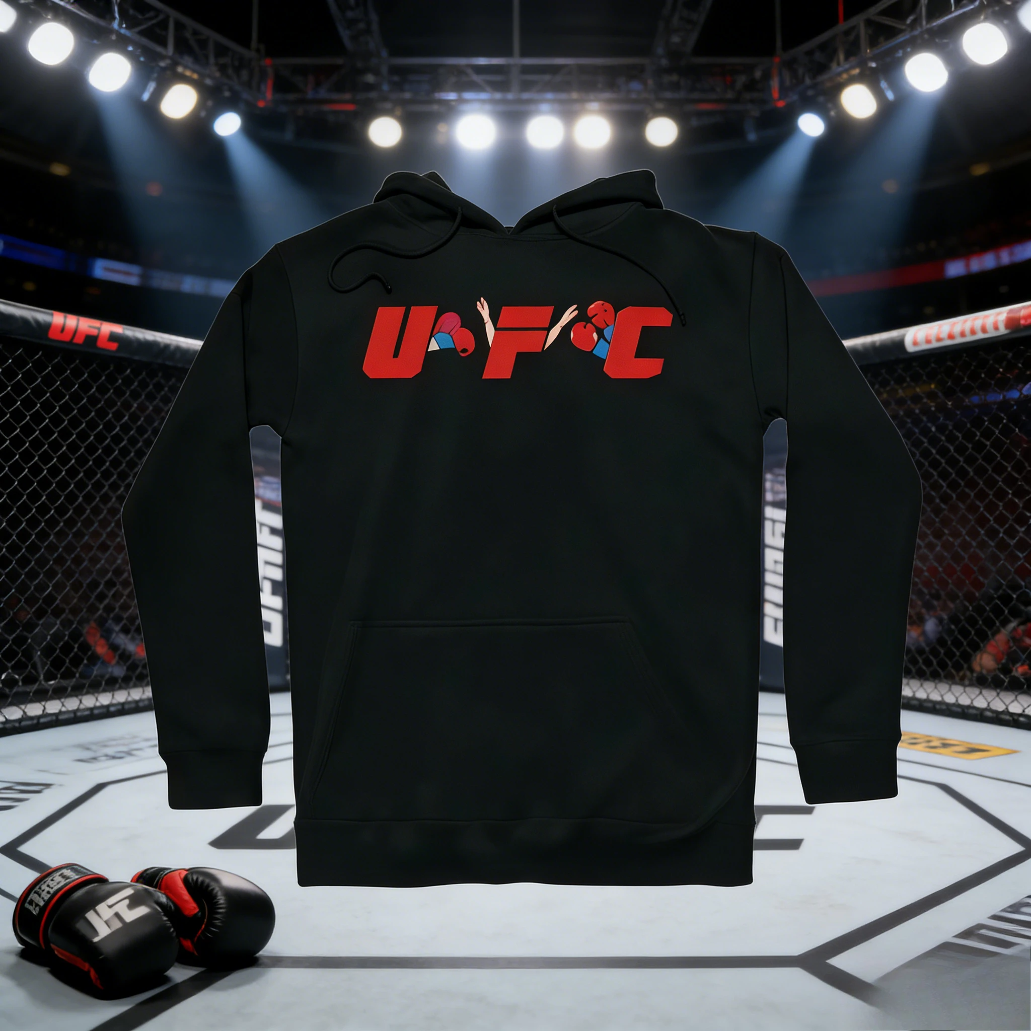 

Спортивная футболка с капюшоном UFC Ultimate Fighting Championship 2026, осенне-зимняя, из чистого хлопка, дышащая, подходит как мужчинам, так и женщинам