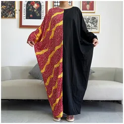 Latest Style New Style Leng Sleeve African Dashiki Floral Printing Loose Cotton Caftan Lady Summer Maxi Casual Dresses Vestidos