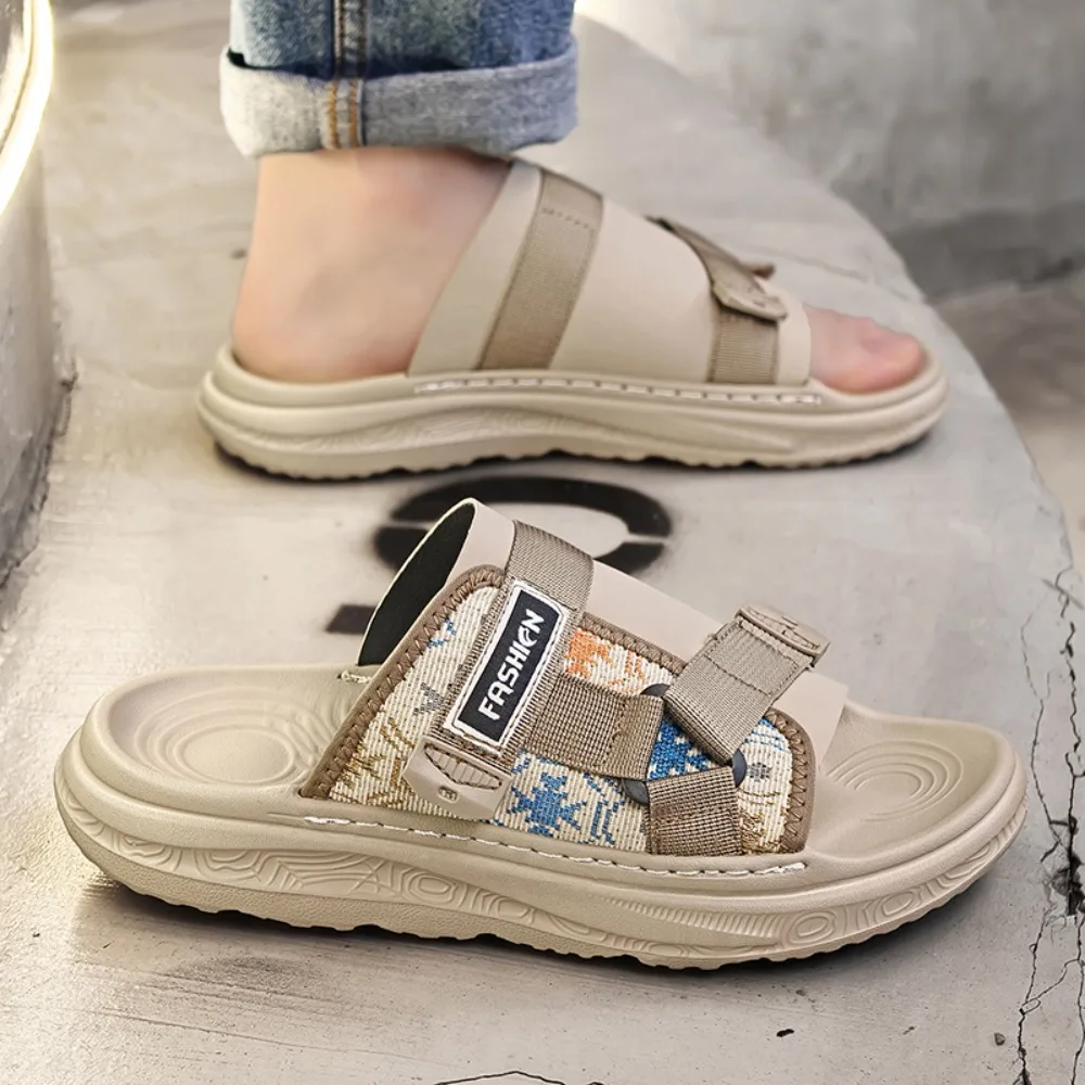 

Летние мужские сандалии на толстой подошве для активного отдыха, пляжные туфли, повседневные шлепанцы-трансформеры, в этническом стиле, из ЭВА, молодежные, модные