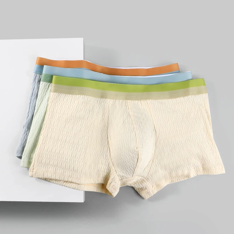 3PCS Men's cotton underwear men's boxers summer thin trend boys sports boxers antibacterial boxers