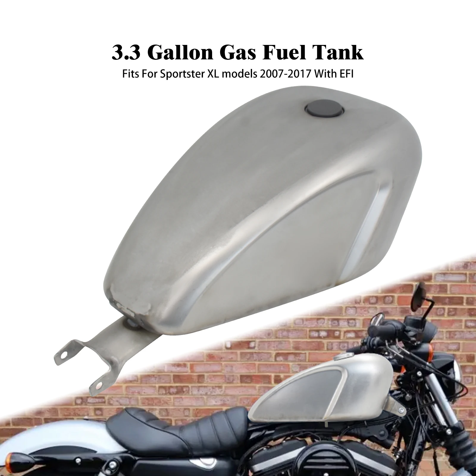 Motorcycle 12.5L 3.3 Gal Gas Tank Injection Oil Fuel Tank For Harley Sportster XL Forty Eight Iron 883 1200 72 Roadster 2007-23