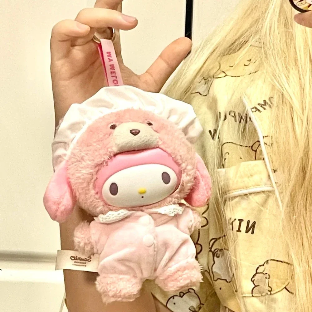 Sanrio personagem latte bebê caixa cega vinil anime figura brinquedos pingente cinnamoroll kuromi caixa misteriosa melodia boneca presentes surpresa