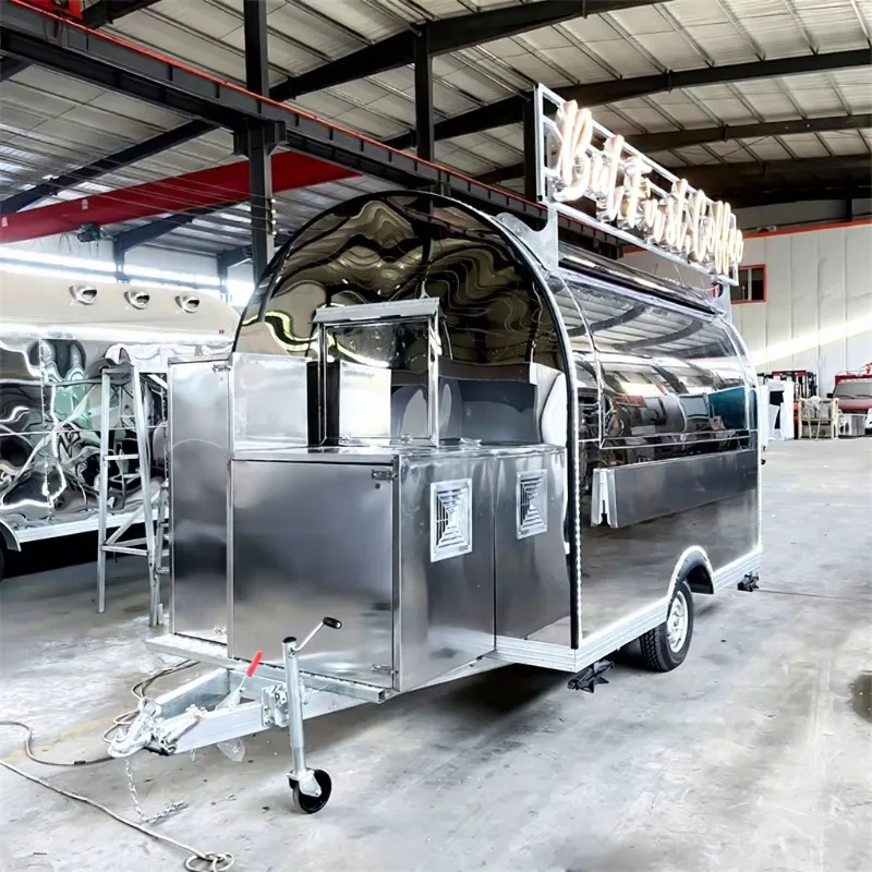 Food Truck Trailer New Fashion Coffee and Drink Round Trailer Ice Cream Fast Food Truck with Customized Service