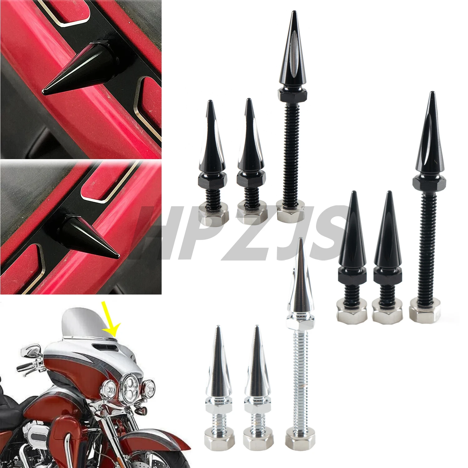 

Motorcycle Windshield Spike Bolts For Harley Touring Electra Street Glide Tri Glide Freewheeler FLHTCUTG FLHX 2014-UP Aluminum