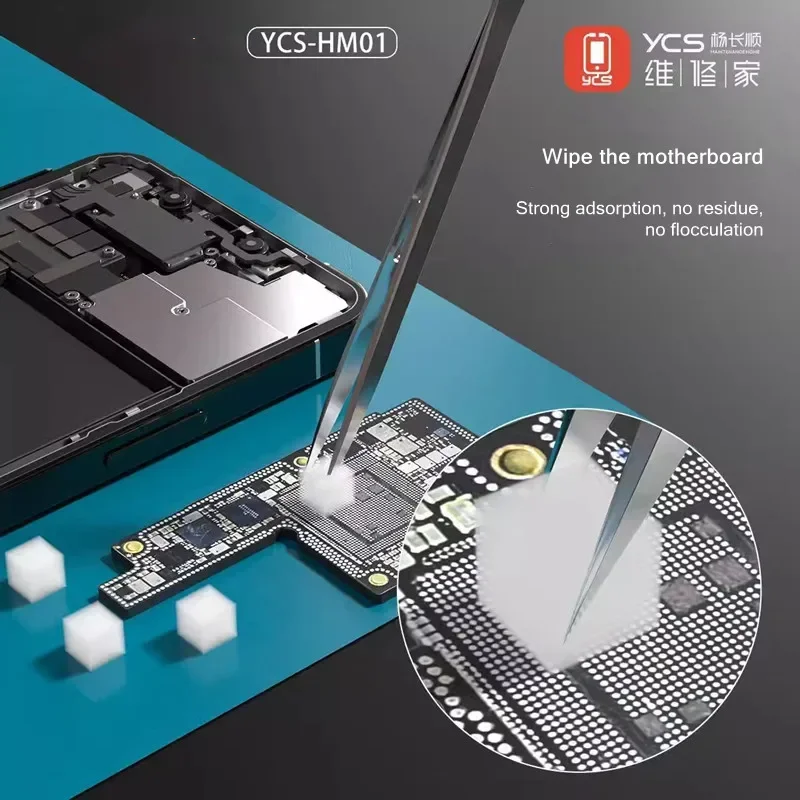 YCS HM01 Set di spugne nanopulenti 500 pezzi Strumento per la pulizia della fotocamera in vetro della scheda PCB del telefono cellulare senza residui