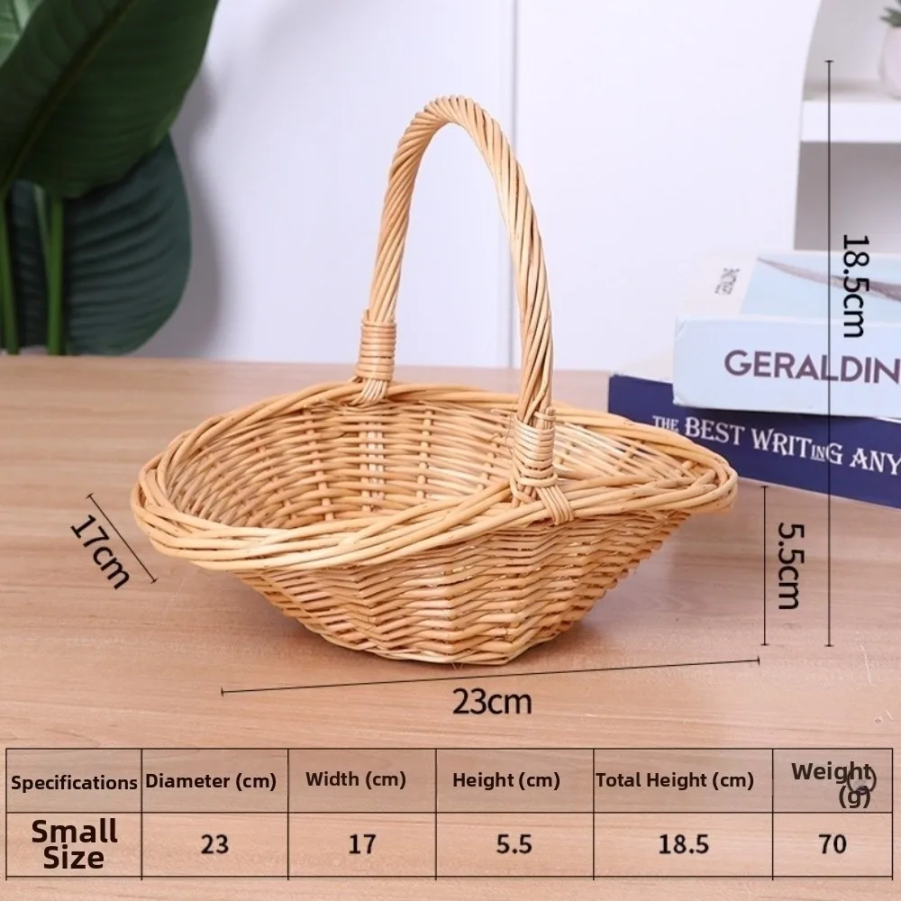 Portable Handheld Rattan Woven Basket Handwoven Multi-functional Fruit Storage Basket Decorative Picnic Basket Outdoor Camping view 6