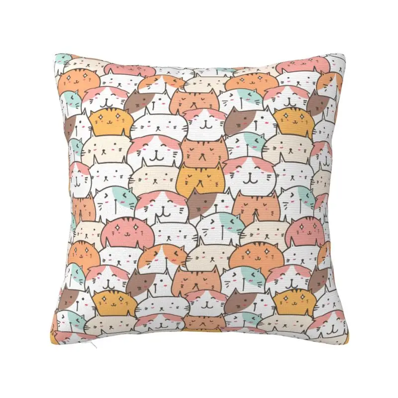 Colorful Cartoon Kitten Cat Cushion Cover 60x60 cm Polyester Soft Throw Pillow Case For Sofa Car Decoration Bedding Pillowslip
