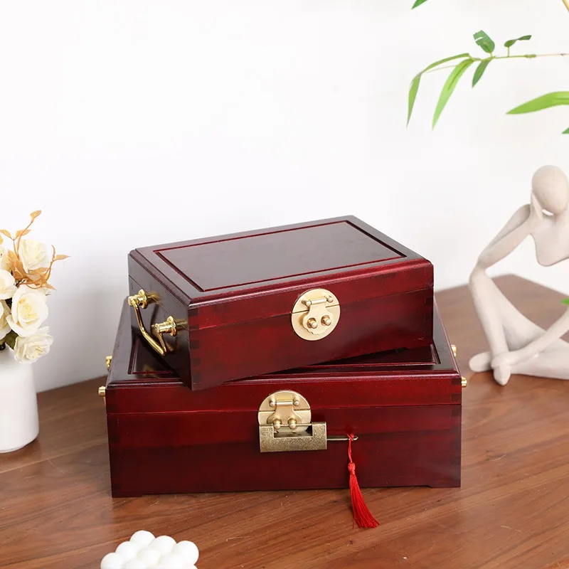 Camphor Wood Storage Boxes Solid Wood Retro Jewelry Box Portable Chinese Wedding Certificate Collection Box Cosas Para El Hogar