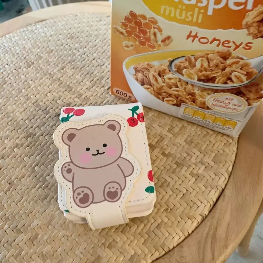 Mini borsa per rossetto Little Bear con specchio Borsa protettiva professionale per raccolta trucco Simpatico cartone animato per ragazza