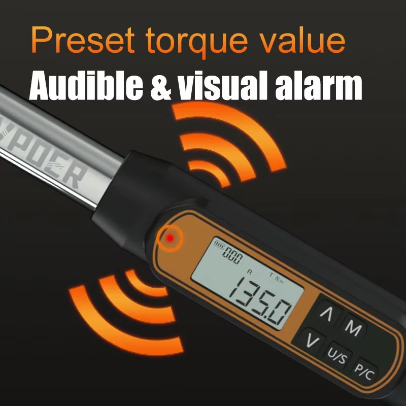 VTWB-340 Chiave dinamometrica digitale a grande schermo da 1/2 '' Strumento di riparazione auto con cicalino e strumenti chiave dinamometrica preimpostati regolabili a LED