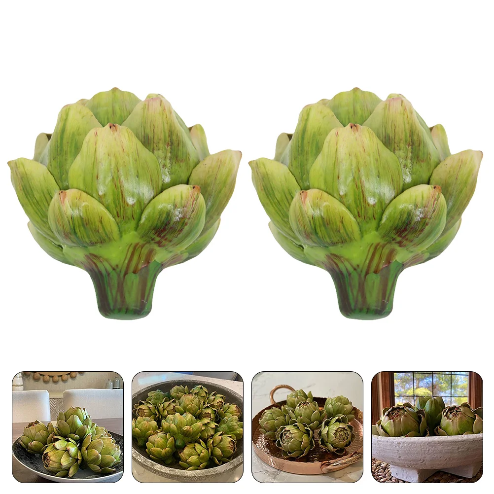 2 Pcs Artificial Artichoke Fake Vegetable Props Decor Plant Decorate Small Shop Display Vegetables Plastic Large Photo