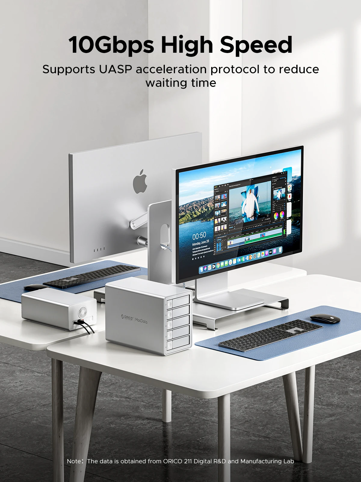 ORICO-Daisy Chain Typ-C 10 Gbit/s HDD-Dockingstation unterstützt RAID 150 W Leistung für Apple Device 5Bay DAS Studio Series 3,5 Zoll – Detail 7