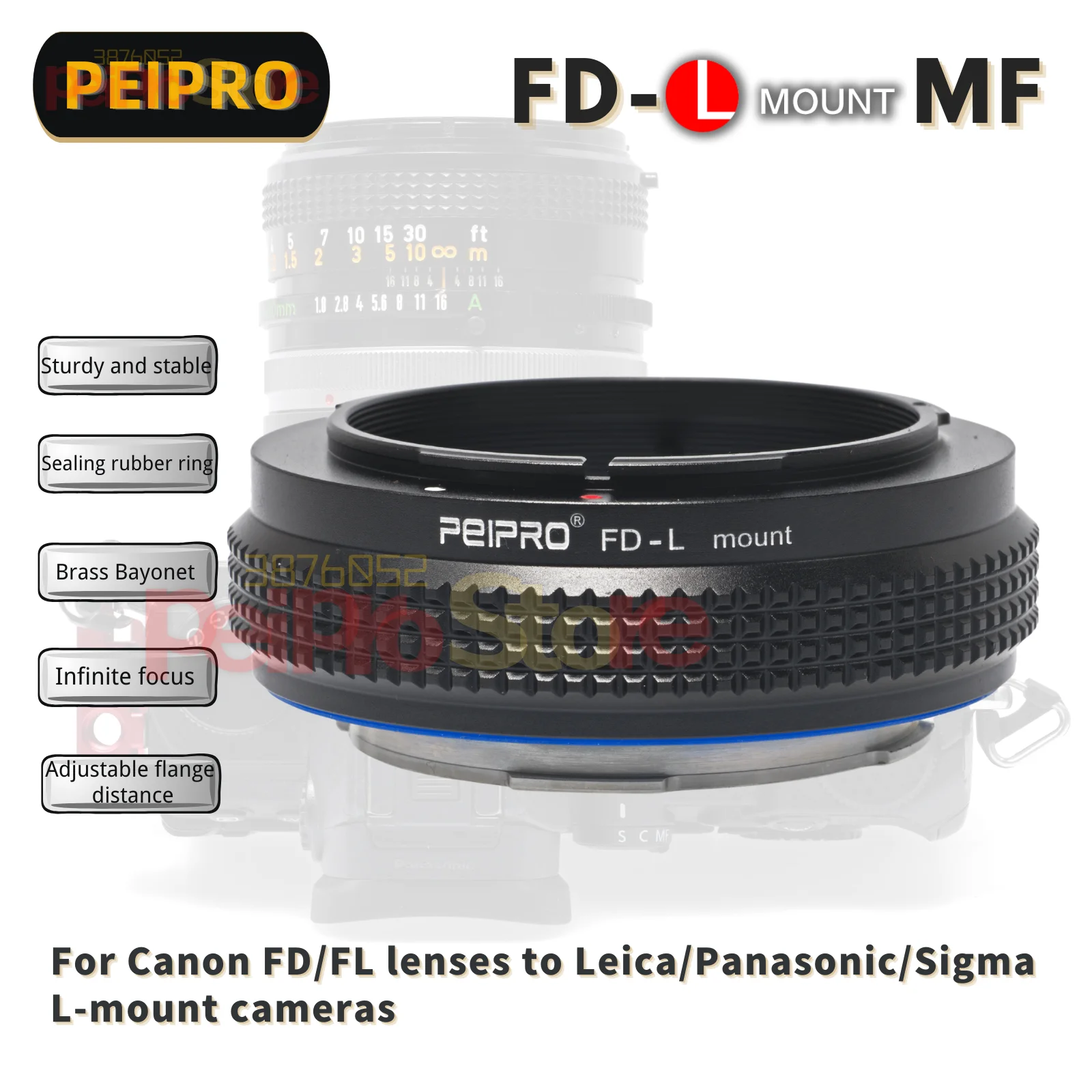 

PEIPRO FD-L Lens Adapter Converter for Canon FD / FL Lens to LUMIX S1/S1R SIGMA FP Leica SL/SL2 L mount cameras