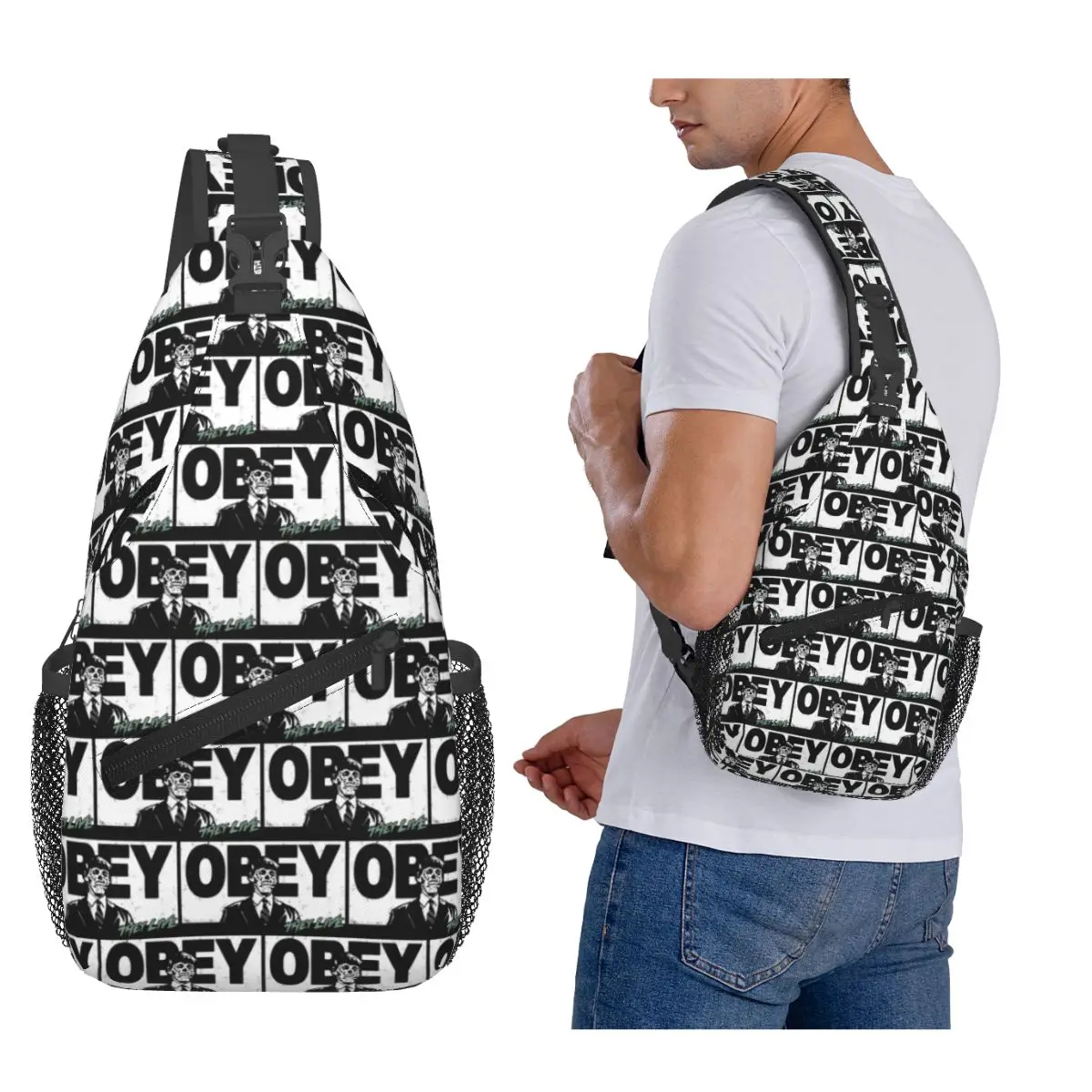 

They Live Obey Chest Bag Men Sling Crossbody Backpack Chest Bag Travel Hiking Daypack Shoulder Bag