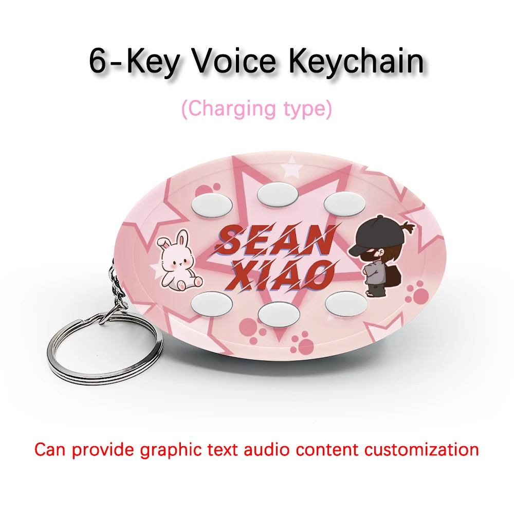 Creative Voice Keyring For Chinese Actors Singer Sean Xiao 6-Key Audio Picture Customization Rechargeable Keychain Pendant Gift