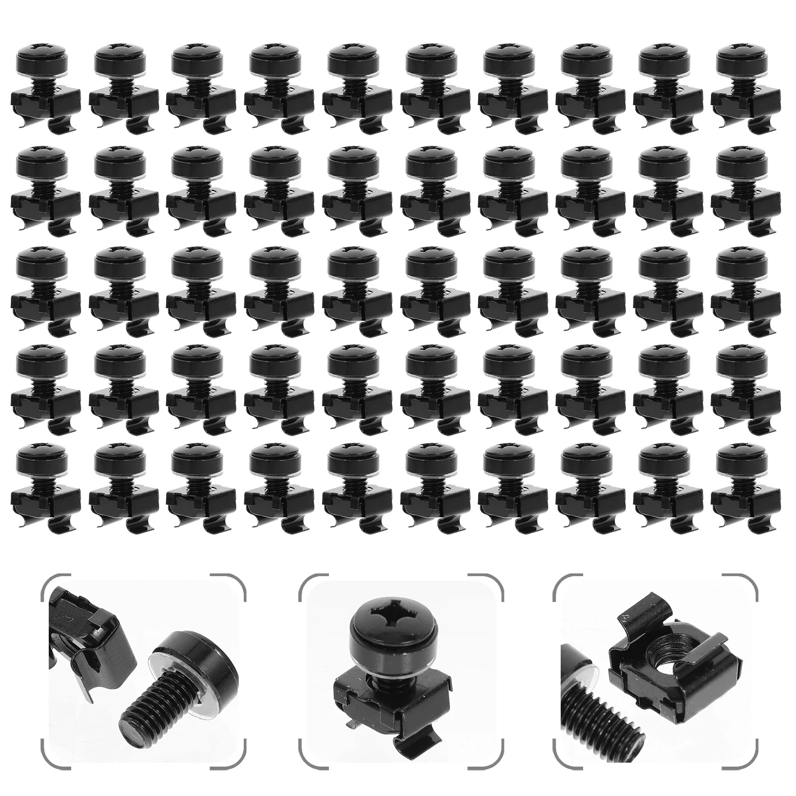 

50 set M6 Black Zinc Cage Nuts Screws Hardware Lightweight Reliable Practical Strong Anti Rust Easy Installation