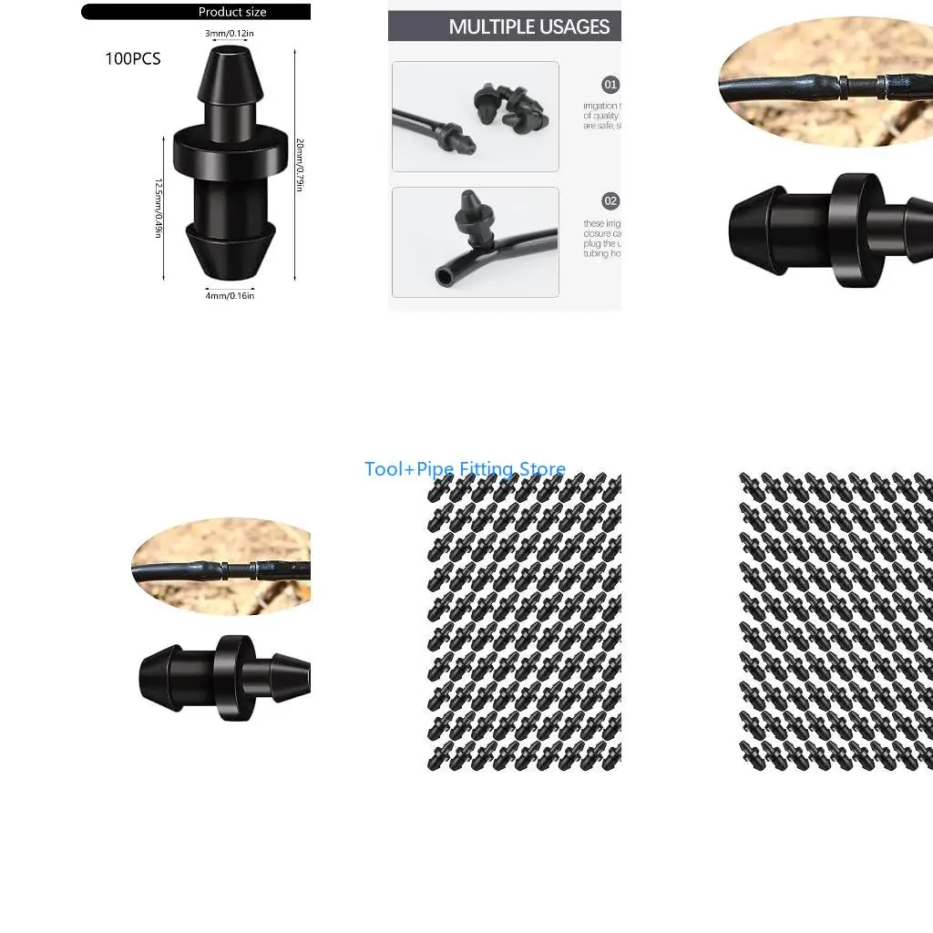 F92B 100 Rubber End Outlets For 1/4 Foot Pipe Impermeable Barbed Couplings Gardening Set