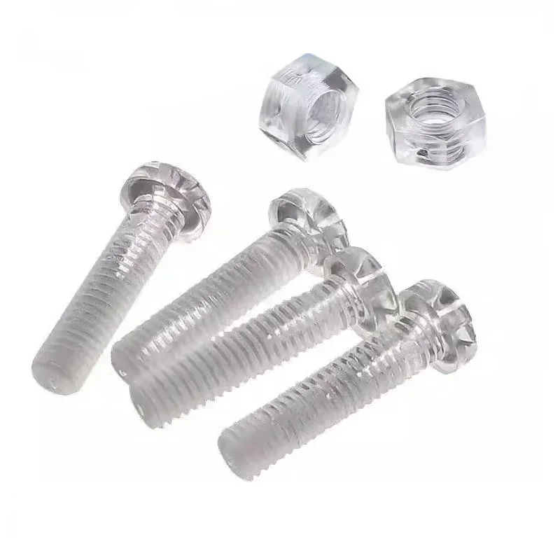 5000Pcs Acrylic Screw Acrylic Hex Nut Transparent PC Screw Clear Plactic Nylon Bolt Washer Lighting Lamp Installation M3 M4 M5