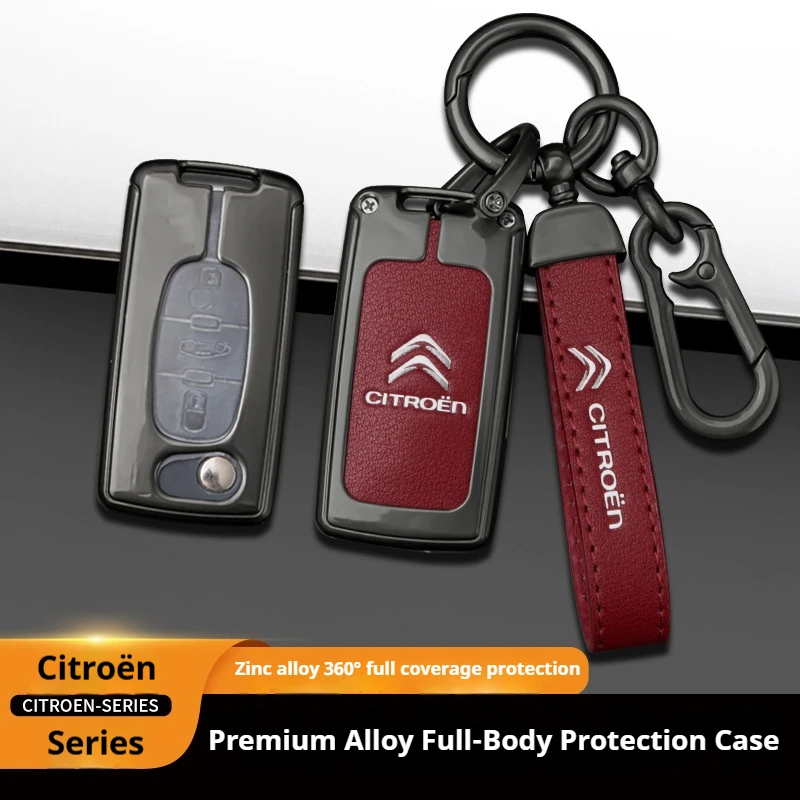 Zinc Alloy Car Key Case Cover Citroen C4 C5 C3 C1 C2 C6 C8 Picasso Berlingo VTS Xsara C-Crosser C-Elysee Jump KeyChain Metal Key