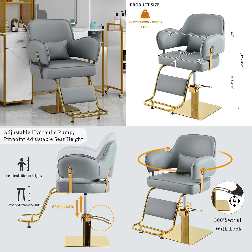 

Barber Chair Salon Chair for Hair Stylis with Heavy Duty Hydraulic Pump Adjustable Beauty Shampoo Barbering Chair for Beauty Sa