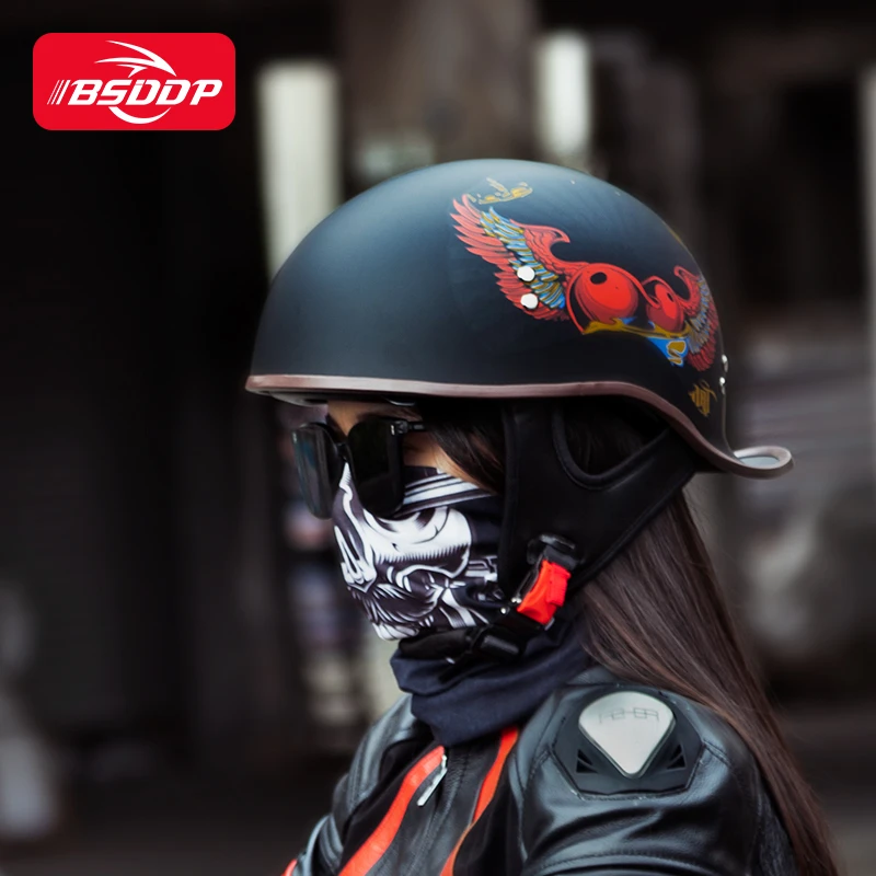 Retro Motorcycle Half Helmet for man Seasons Vintage Motor Helmet