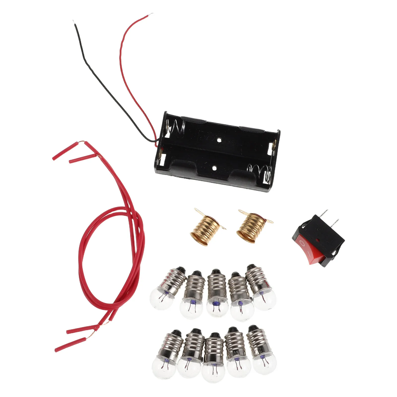 

4 set Kids Science Electricity Circuit Kit 5V Bulb Holder Switch Safe Compact Learning Tool Physical Experiment