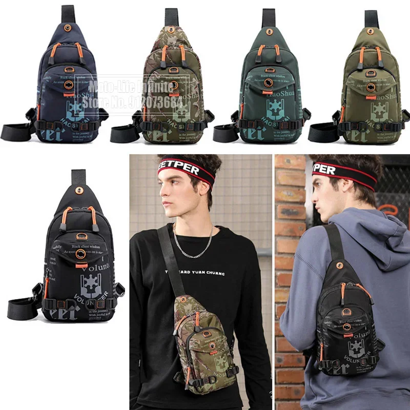 Waterproof Nylon Motorcycle Bag Men Chest Bag Rucksack Knapsack Travel Casual Male One Shoulder Bags Sling Backpack Daypack New