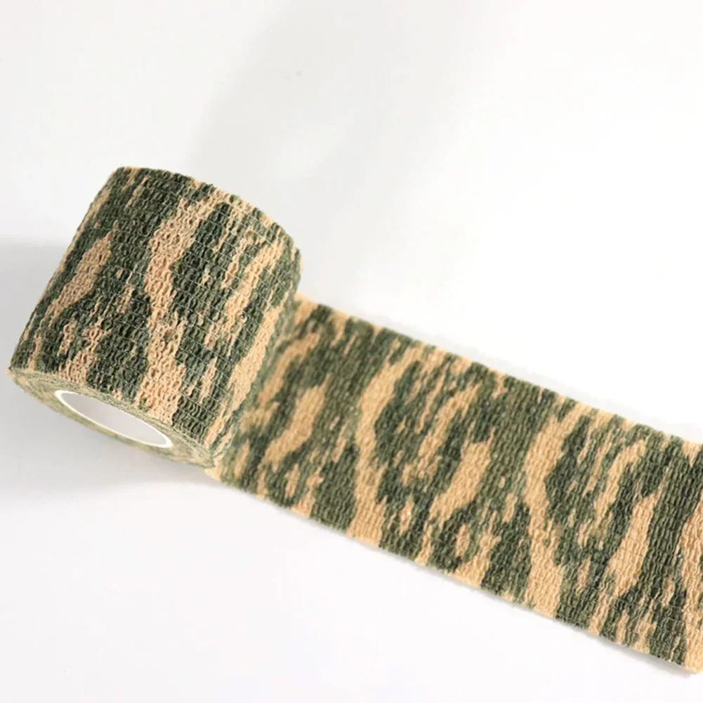 1 Roll Self-Adhesive Non-Woven Camouflage Hunting Stretch Camo Tape Bandages Outdoor Hiking Camping Props