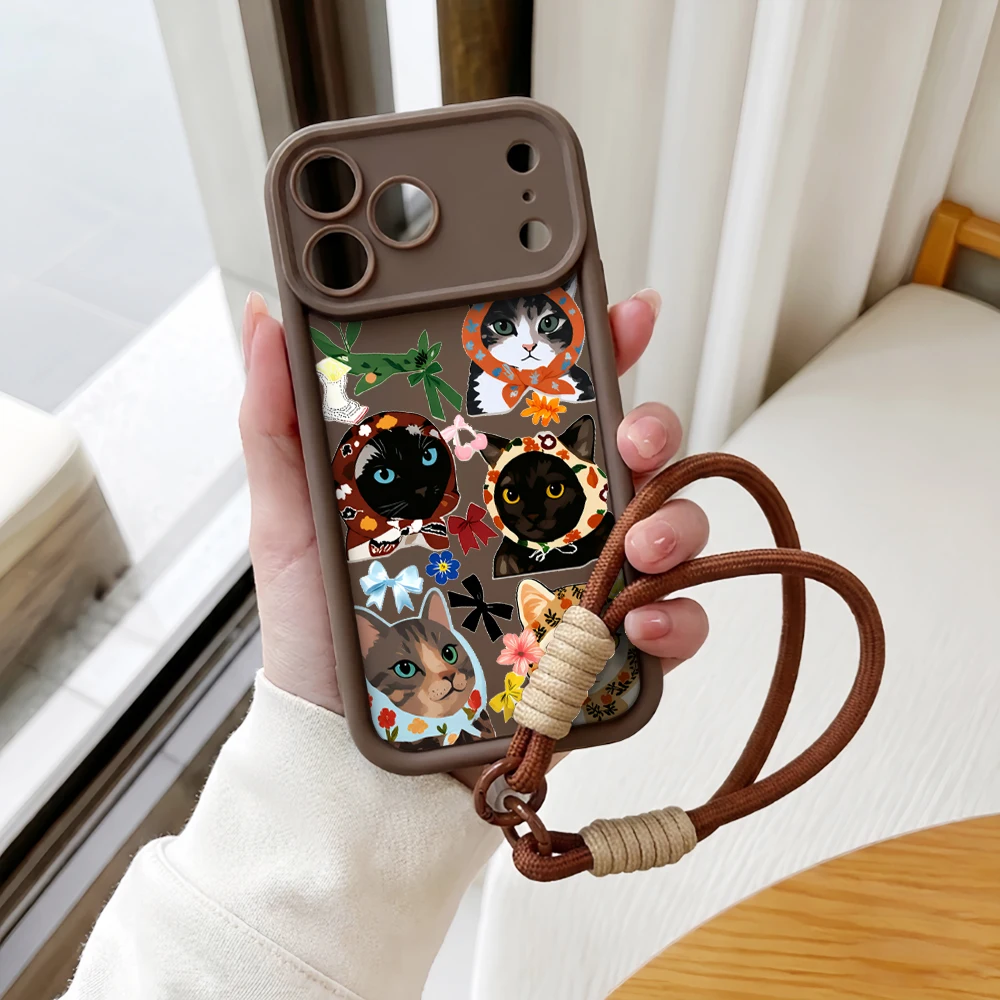 Handyhülle für Samsung Galaxy Note 20 S25 S26 Plus S24 S23 FE S25 S24 Ultra A55 A56 5G Lustiges Kopftuch Katzen-Lanyard Silikonhülle – Detail 6
