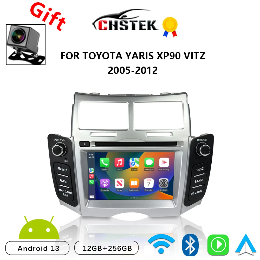 CHSTEK Car Radio Android 13 For Toyota Yaris XP90 Vitz Platz 2005-2012 Multimedia Carplay Navigation Bluetooth WIFI 4G Autoradio