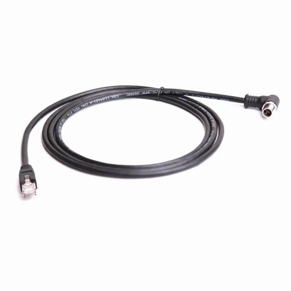 M12 X-Code 8-Pin Right Angle to RJ45 Shielded Ethernet Cable, High Flexible 2M Cat6 LAN Network Cord