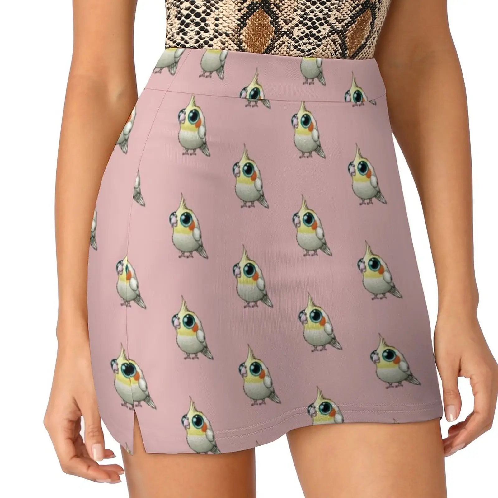 Cute Fat Cockatiel Women's skirt Mini Skirts A Line Skirt With Hide Pocket Fat Cute Bird Round Big Eyes Cockatiel