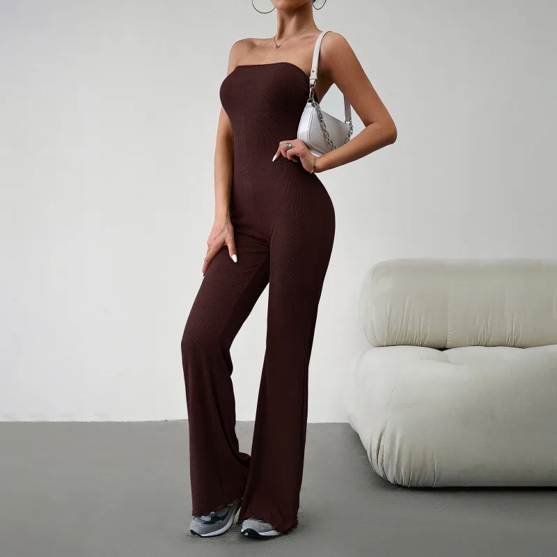 Women\'s Autumn & Winter Elegant Slim Sexy Tube Top Jumpsuit Temperament Commuting Woman Fashion Sleeveless High Waist Jumpsuits