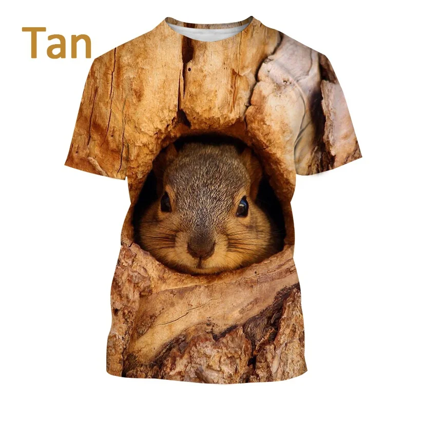 New Fashion Animal Squirrel 3D Printing T-shirt Personality Round Neck Top Unisex Couple Hip-hop Funny Short-sleeved Shirt