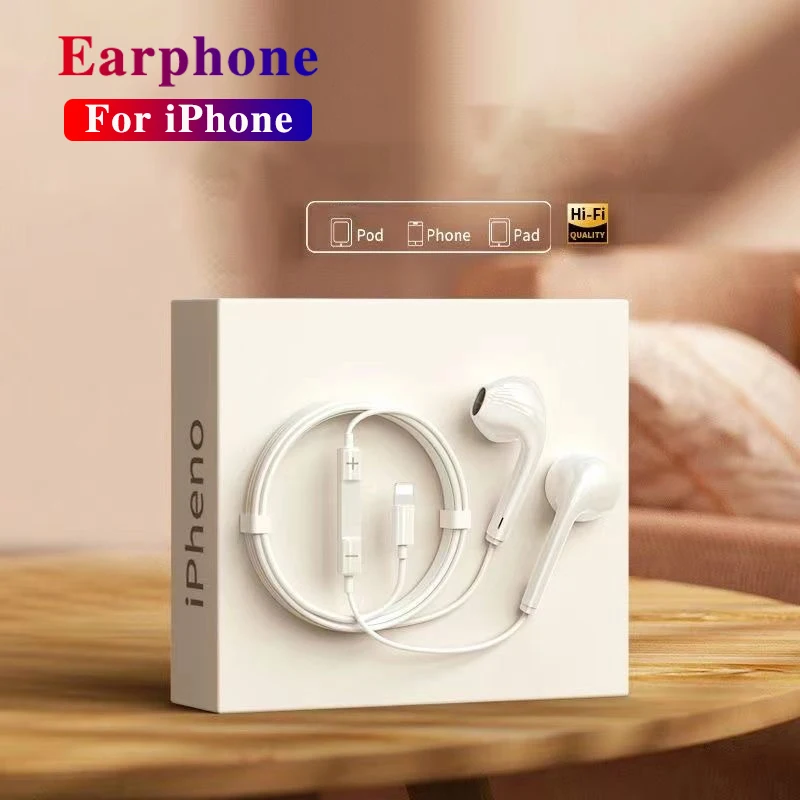 Luxury Wired Lightning Earphones For Apple iPhone 14 13 12 11 Pro Max Mini X XS XR X 7 8 Plus SE Bluetooth Headphone Accessories