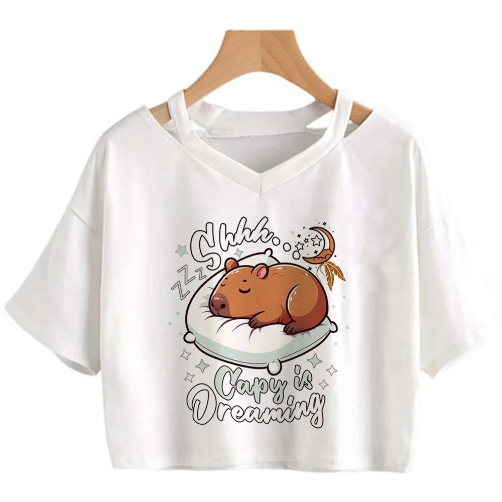 Capybara goth 2000s 90s crop top Woman aesthetic 90s vintage Harajuku tee  tshirt