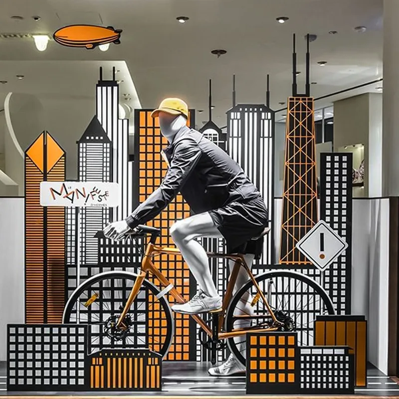 Cycling model dummy full-body bicycle, men's and women's window display props, outdoor sports model