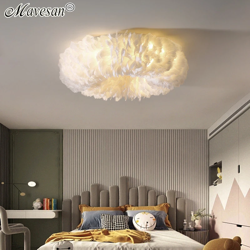 nordico criativo pena lustres de teto luz moderna simples decoracao de casa pingente da sala de estar anel do quarto lampada pendurada 01