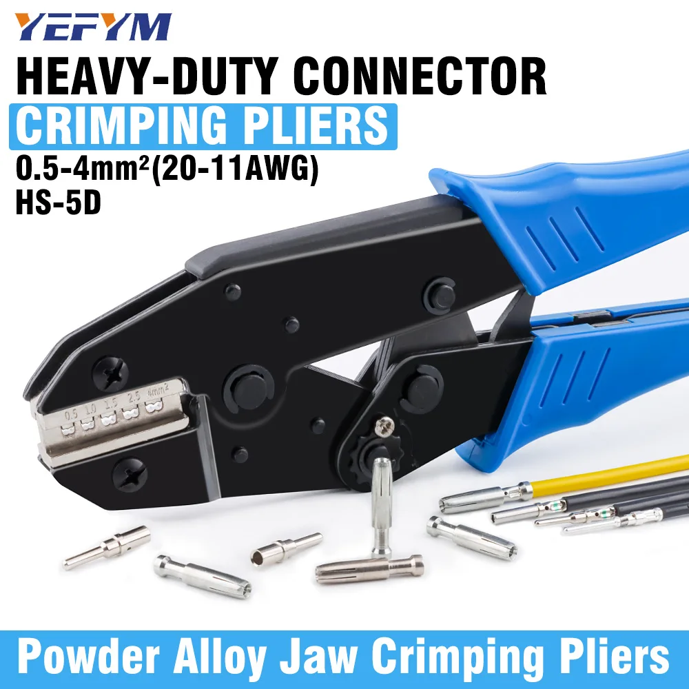 HS-5D Aviation Pin Crimping Pliers for Heavy-duty Connector Plug Cold-pressed Terminals
