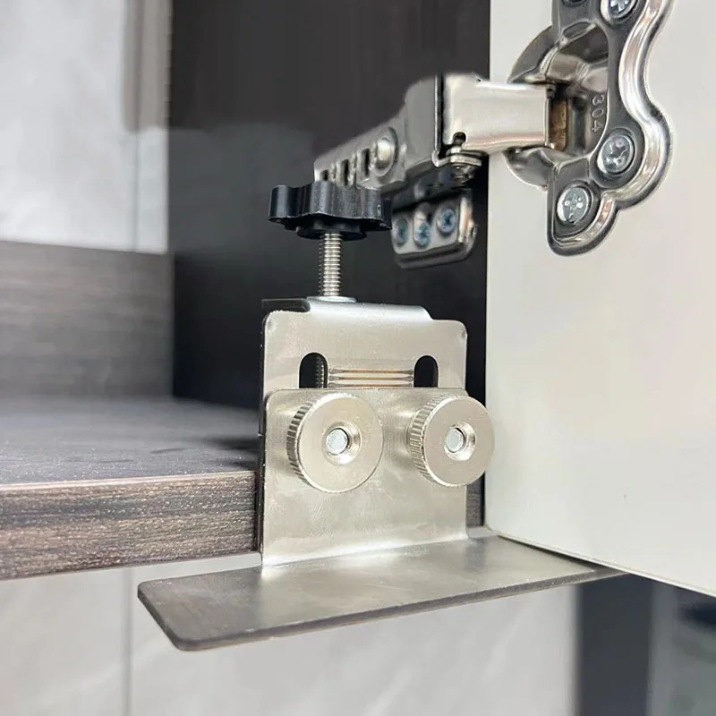 Cabinet Door Mounting Jig, with Support Arm&Clamp, Stainless Steel Body Tool for Installing Cabinets with Face Frame or Frameles