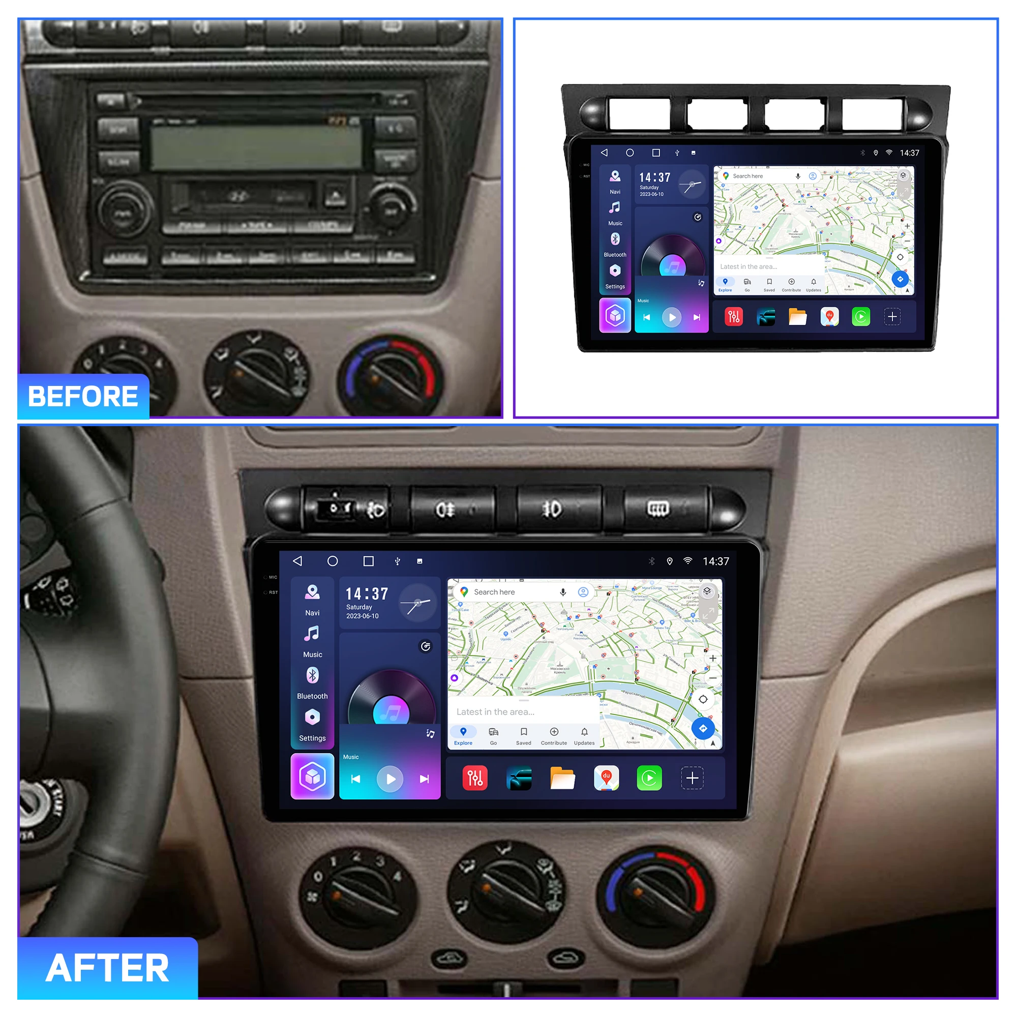 Penhui Android Car DVD Player Screen for Kia Morning Picanto 2004-2007 Audio Video 2 Din DSP Bluetooth Carplay