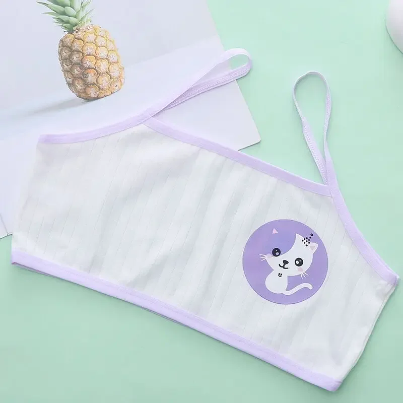 3PC Girl Bra Vest Thin Section Children's Underwear Female Development Period Cotton Sling Student Training Bra 7-15Y