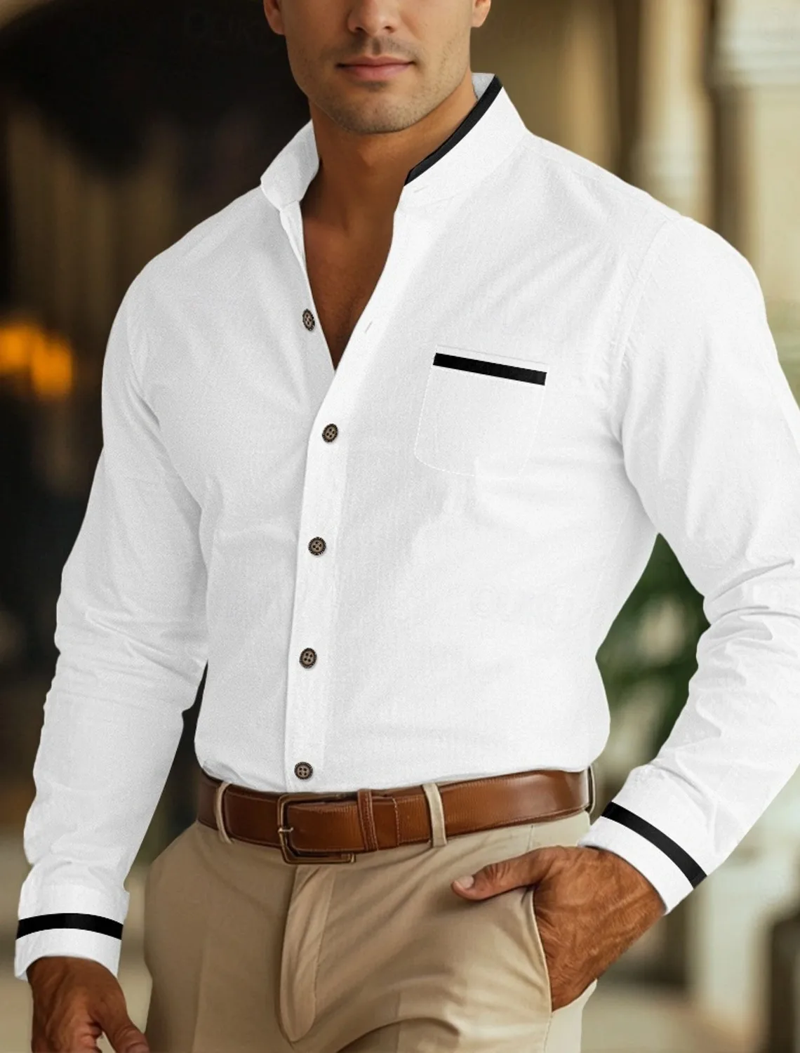 

Men's business shirt, office casual fashion long sleeved shirt, soft and comfortable top, large size, 12 colors to choose from