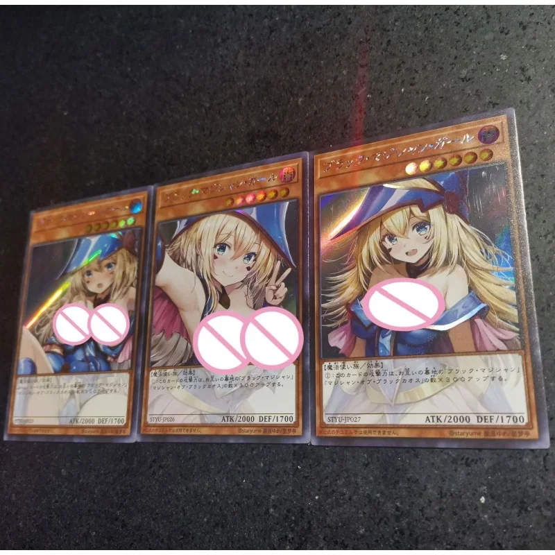 Yu-Gi-Oh! 3-sheet Flash Card Black Magician Girl Cute and Beautiful Diy Pser Action Toy Figures Anime Game Collection Gifts