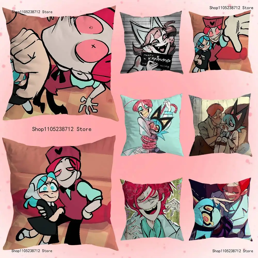

P-PSYCHO Cuties Anime Pillow Case Anti-dustmite Pillowcase Invisible zipper silky short plush Sofa cushion cover