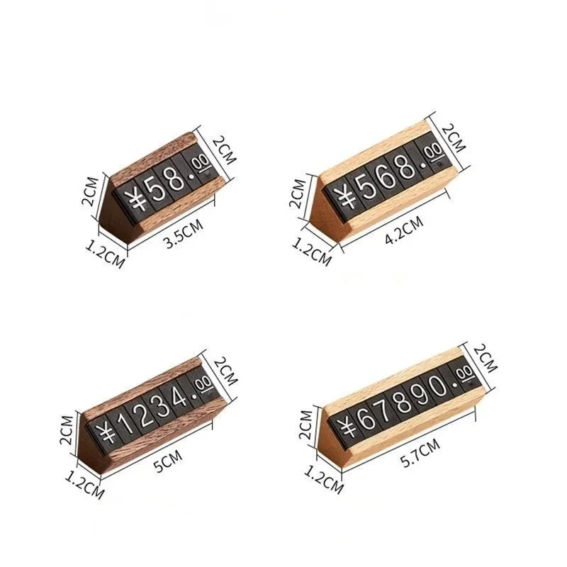 5pcs/lot Solid Wood Adjustable Number Letter Price Label Commodity , Wine, Tea, Beauty Products Display Plate Price Cube Tags