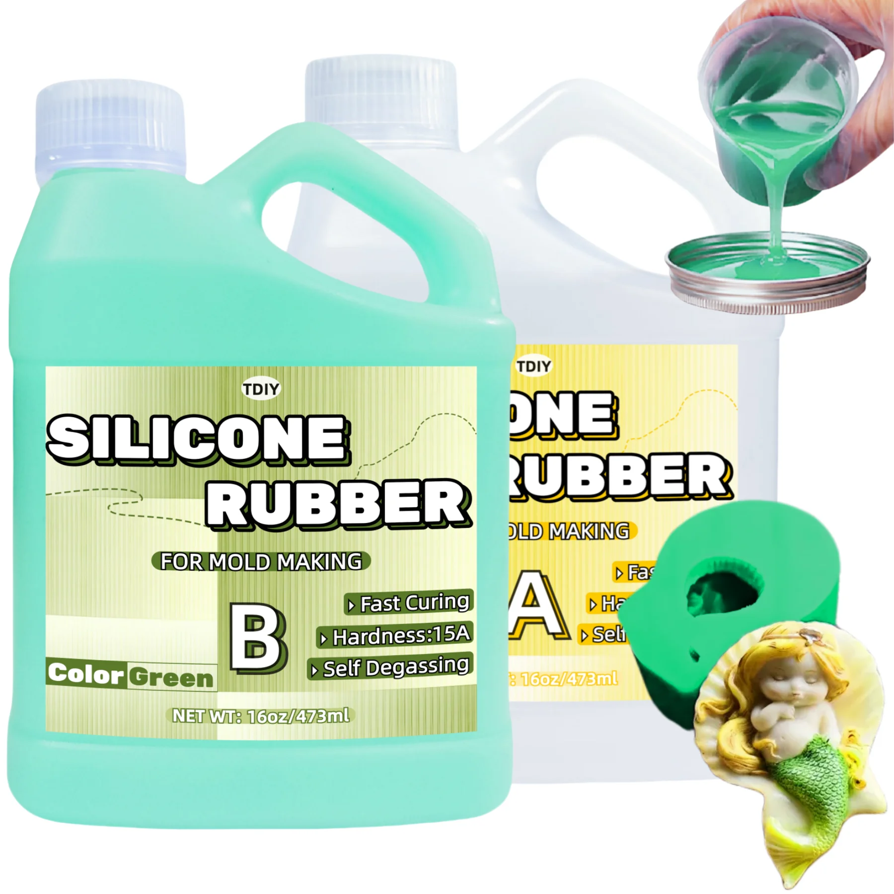 

Набор жидких силиконовых резиновых смесей - превосходное качество, быстрое отверждение, безопасный силикон для формования, литья, работы с смолой, воском и поделок.