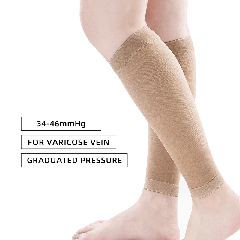Plus Size S-5XL Running Athletics Compression Sleeves Leg Calf Men 30-40mmHg Toeless Stockings Medical Varicose Veins Sock